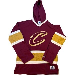 Vintage Starter Cleveland Cavaliers NBA Hockey Jersey Hoodie Crossover Men Sz L